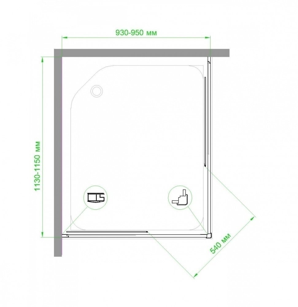 Душевой уголок Royal Bath RB11595HPD-T 95х115 прозрачный купить в интернет-магазине Sanbest