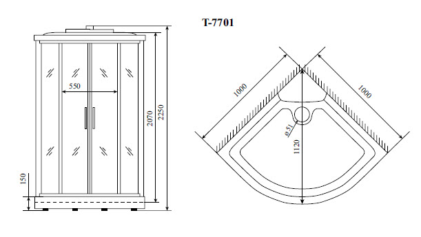 Душевая кабина Timo T 7701 100x100 купить в интернет-магазине Sanbest