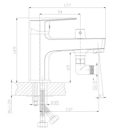 Смеситель для ванны Rossinka S S35-38 купить в интернет-магазине сантехники Sanbest