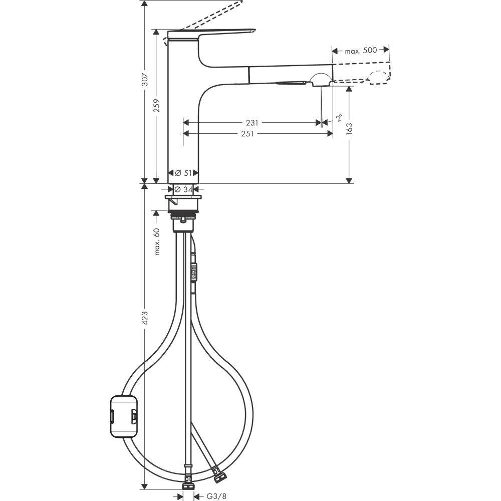 Смеситель для кухни Hansgrohe Zesis M33 74801670 черный матовый купить в интернет-магазине сантехники Sanbest