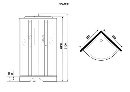 Душевая кабина Niagara Luxe NG-7701M 90x90 купить в интернет-магазине Sanbest