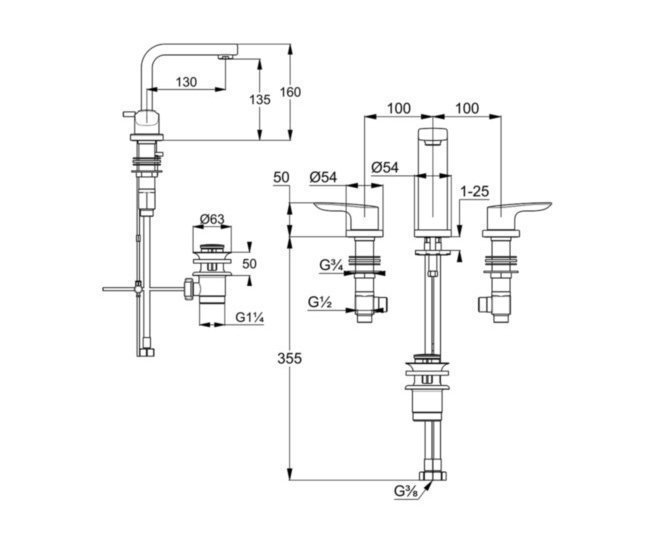 Смеситель для раковины Kludi Pure&Solid 343940575 купить в интернет-магазине сантехники Sanbest