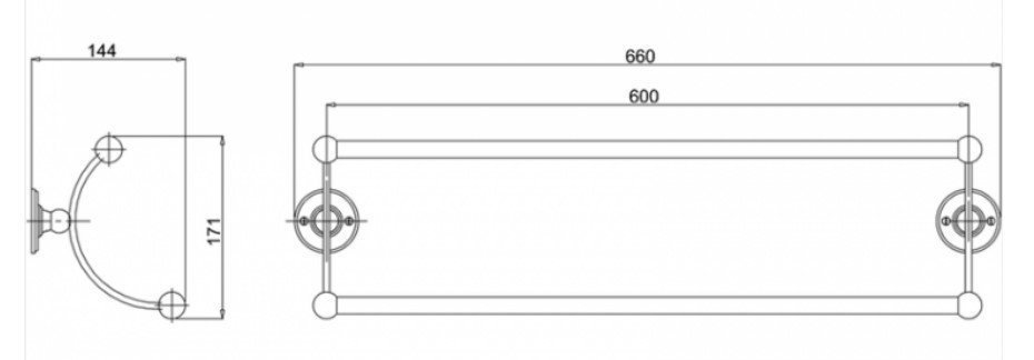 Полотенцедержатель двойной Burlington A17 60 см купить в интернет-магазине сантехники Sanbest