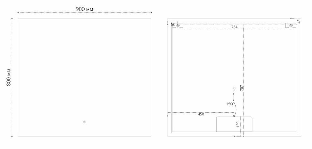 Зеркало Grossman Pragma-норма Black 90x80 1890802 черное в ванную от интернет-магазине сантехники Sanbest