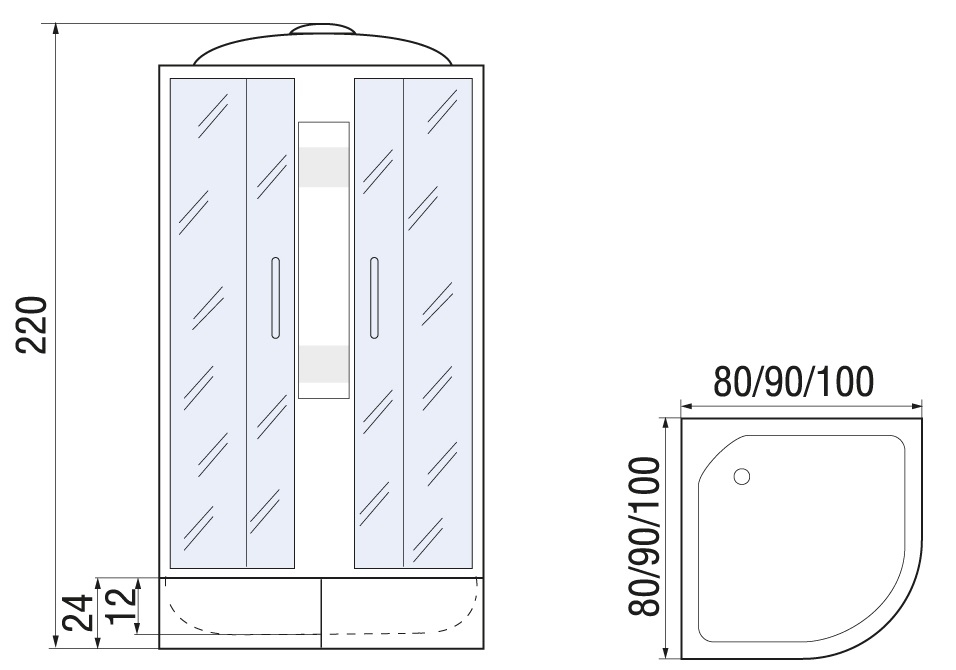 Душевая кабина River Nara LIGHT XL 90/24 MT 10000006220 купить в интернет-магазине Sanbest