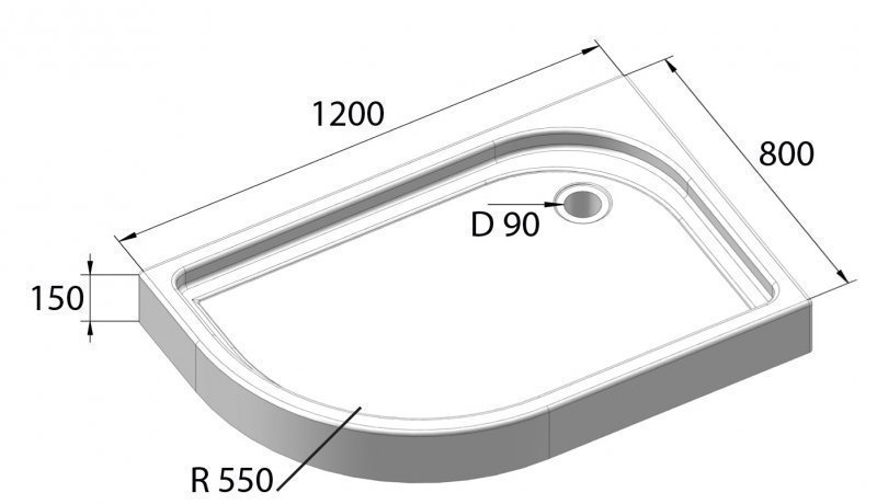 Душевой поддон BelBagno TRAY-BB-RH-120/80-550-15-W купить в интернет-магазине Sanbest