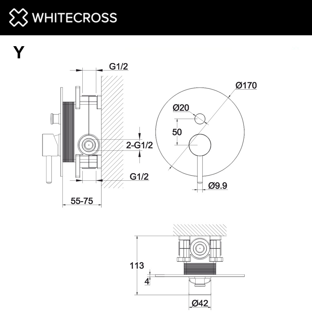 Смеситель для душа WhiteCross Y Y1235BL черный матовый купить в интернет-магазине сантехники Sanbest