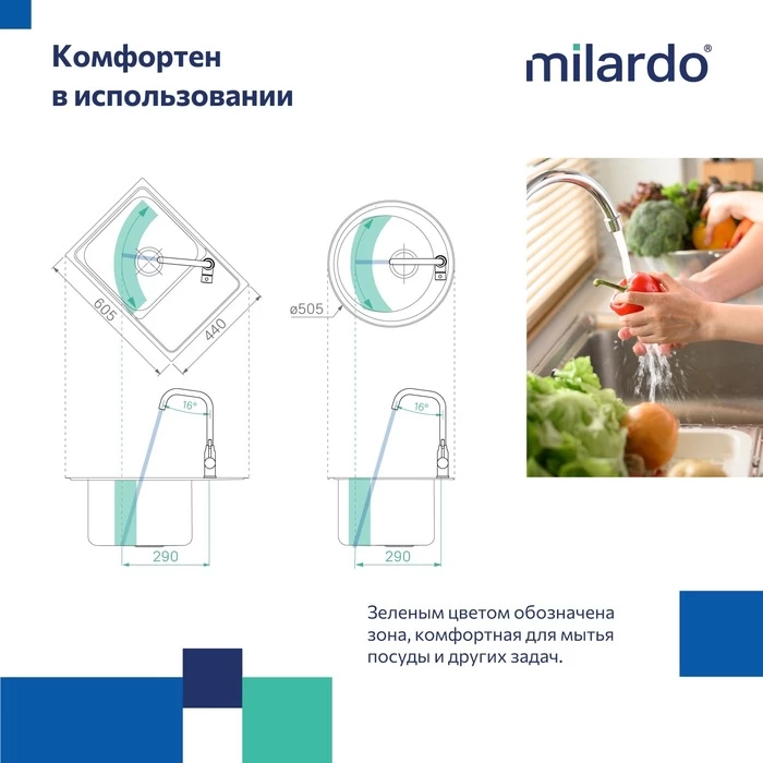 Смеситель для кухни Milardo Meal M01BLL0M05 купить в интернет-магазине сантехники Sanbest