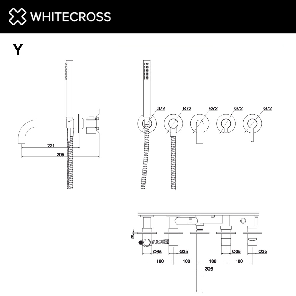 Смеситель для ванны WhiteCross Y Y1240GL золото купить в интернет-магазине сантехники Sanbest