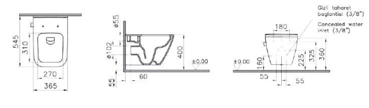 Унитаз Vitra INTEGRA SQUARE 7082B003-7209 купить в интернет-магазине Sanbest