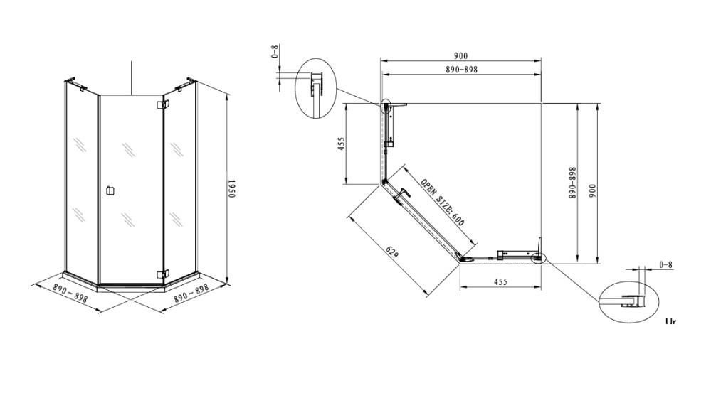 Душевой уголок Koller Pool Aqua Line Neon N90PСB 90x90 купить в интернет-магазине Sanbest