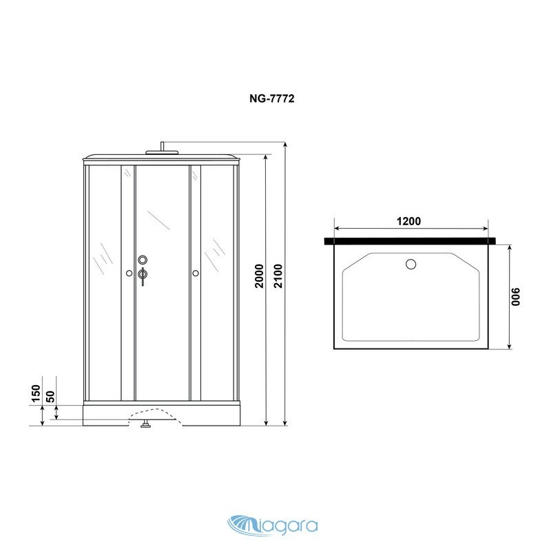 Душевая кабина Niagara Luxe NG-7772QG 120х90 купить в интернет-магазине Sanbest