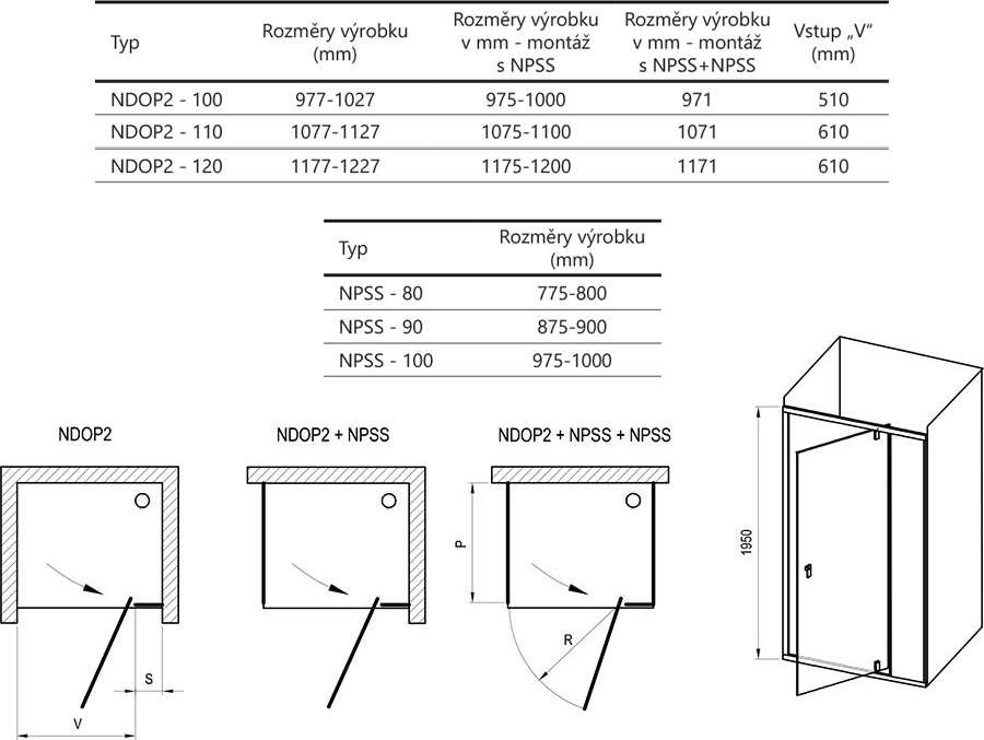 Душевой уголок Ravak NEXTY NDOP2+NPS 120x80 черная/Transparent купить в интернет-магазине Sanbest