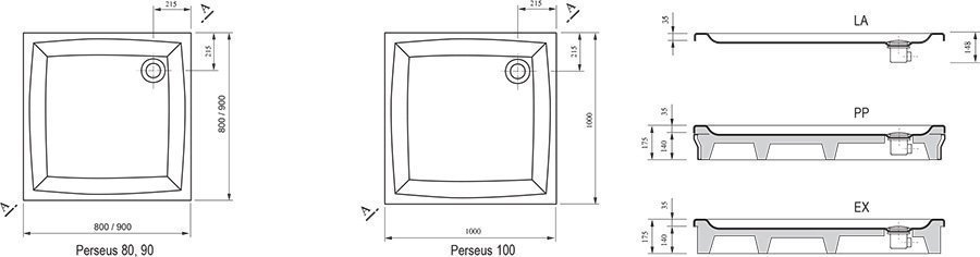 Душевой поддон Ravak Galaxy Perseus LA 100х100 A02AA01210 купить в интернет-магазине Sanbest