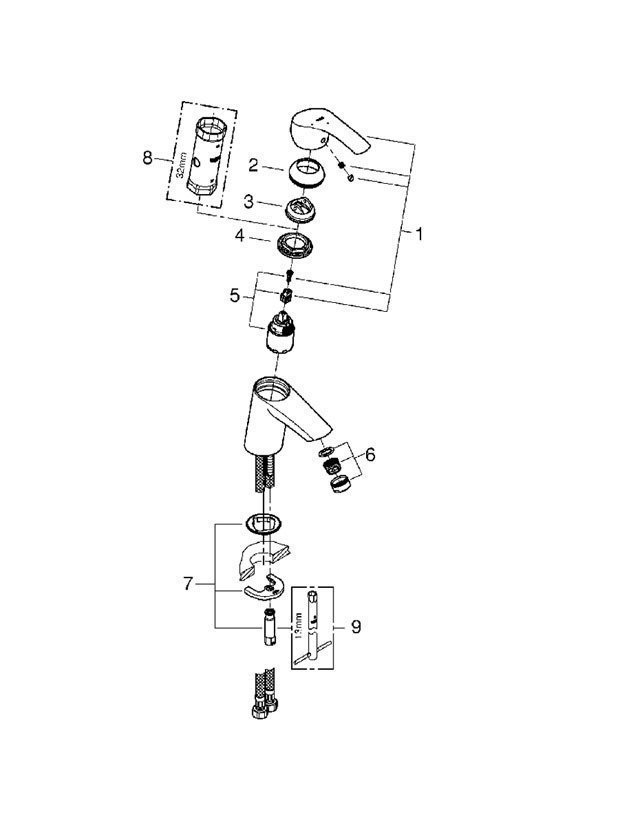 Смеситель для раковины Grohe Eurosmart New 32154002 купить в интернет-магазине сантехники Sanbest