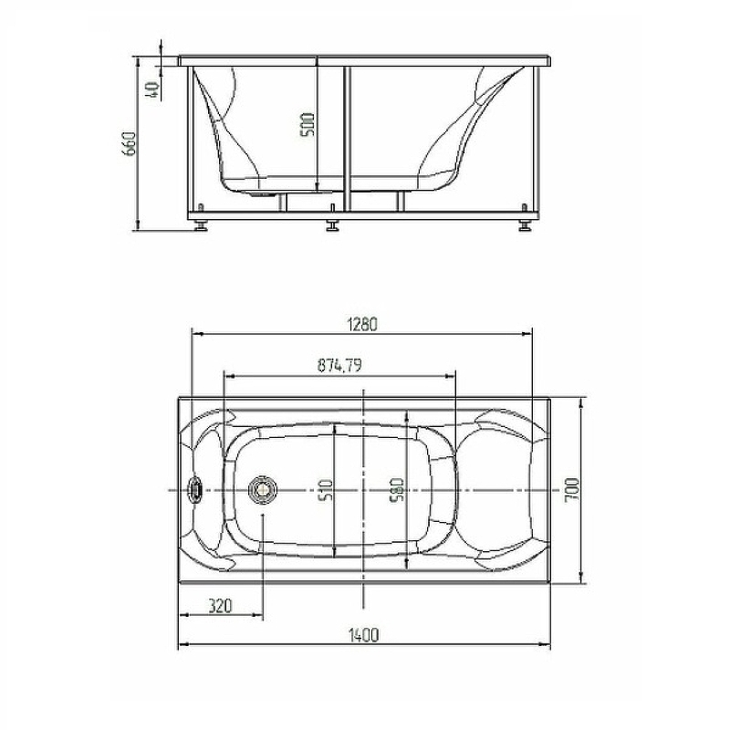 Ванна Aquatek Альфа 140х70 белая купить в интернет-магазине Sanbest