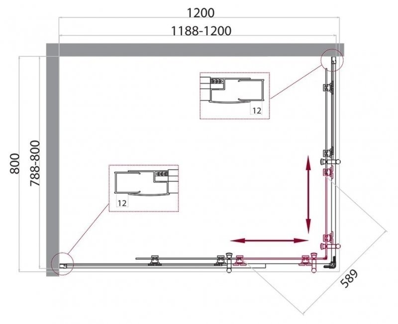 Душевой уголок BelBagno UNO 195-AH-2 120x80 матовый/хром купить в интернет-магазине Sanbest