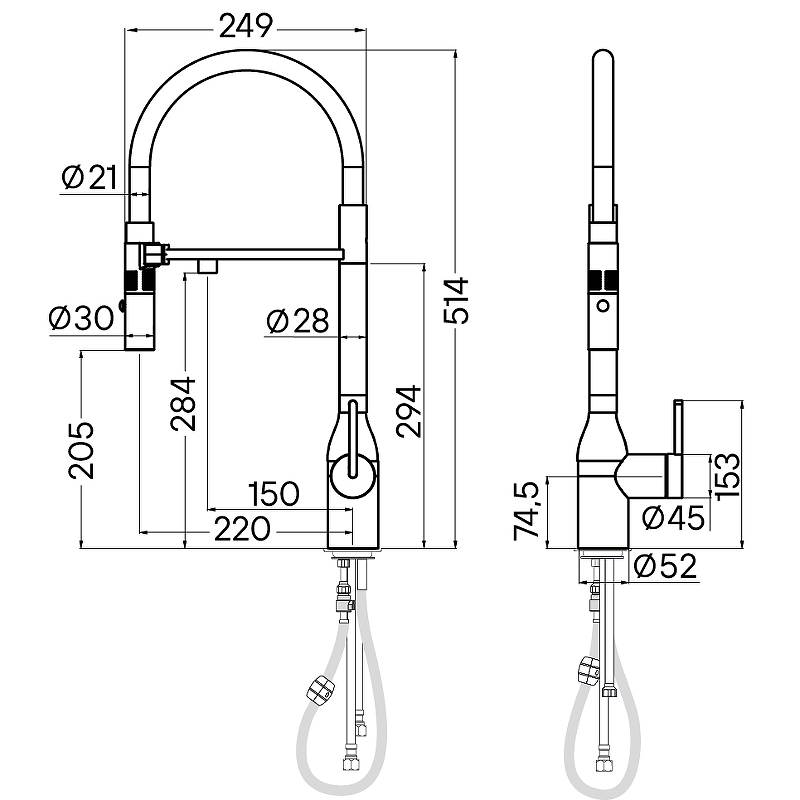 Смеситель для кухни Paulmark Magneto One Ma213188-WH белый матовый купить в интернет-магазине сантехники Sanbest