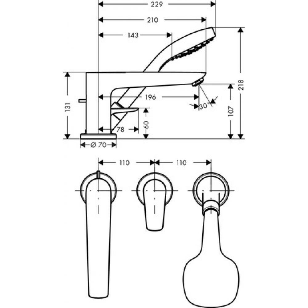 Смеситель для ванны Hansgrohe Talis E 71730000 купить в интернет-магазине сантехники Sanbest