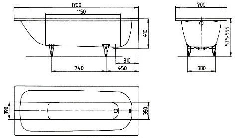 Стальная ванна Kaldewei Saniform Plus 363-1 170х70 купить в интернет-магазине Sanbest