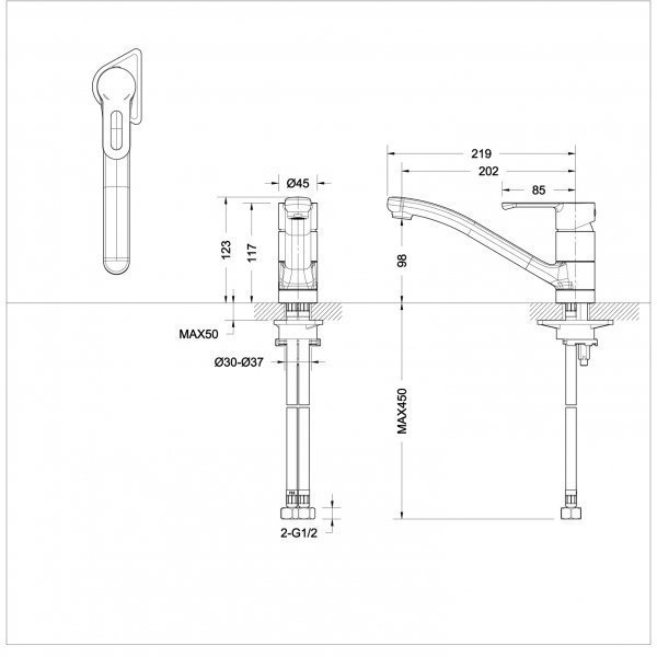 Смеситель для кухни Bravat Stream-D F737163BM-1 купить в интернет-магазине сантехники Sanbest