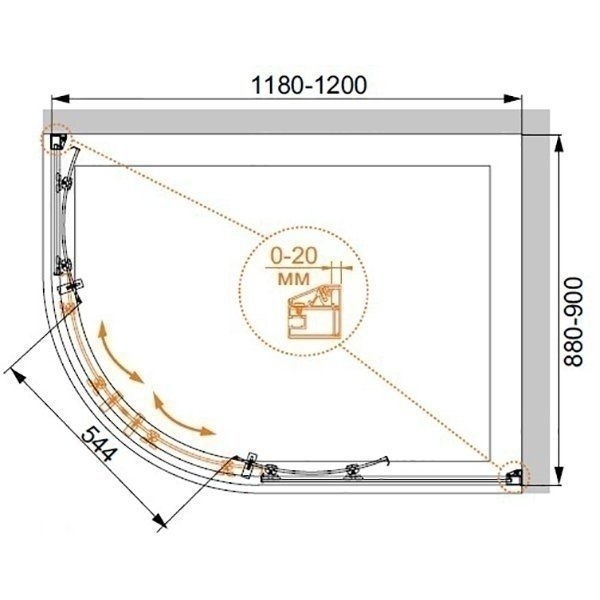 Душевой угол Cezares ROSA-RH-2-120/90 купить в интернет-магазине Sanbest