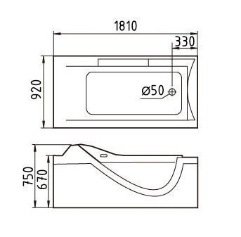 Ванна акриловая Gemy G9055 K 181x92 купить в интернет-магазине Sanbest