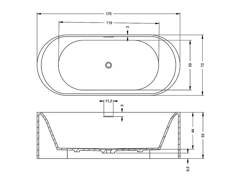 Ванна мраморная Riho Essence Valor 170x72 купить в интернет-магазине Sanbest