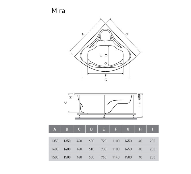 Ванна акриловая Relisan Mira 135x135 купить в интернет-магазине Sanbest