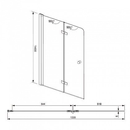 Шторка для ванны Aquanet Beta 4 NF6222-hinge купить в интернет-магазине Sanbest