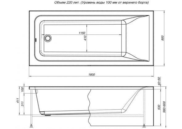 Акриловая ванна Aquanet Bright с г/м Fantastic 180x80 купить в интернет-магазине Sanbest