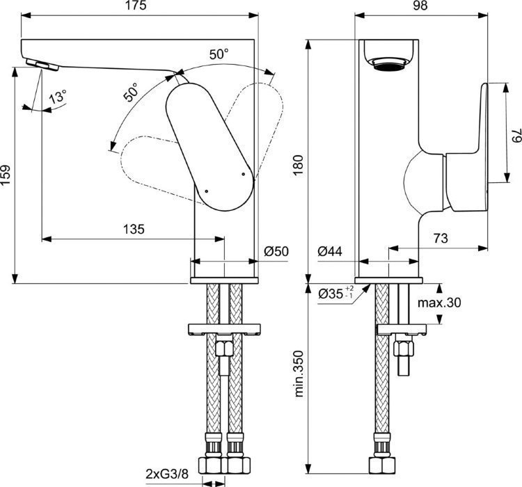 Смеситель для раковины Ideal Standard CERAFINE O BC555XG купить в интернет-магазине сантехники Sanbest