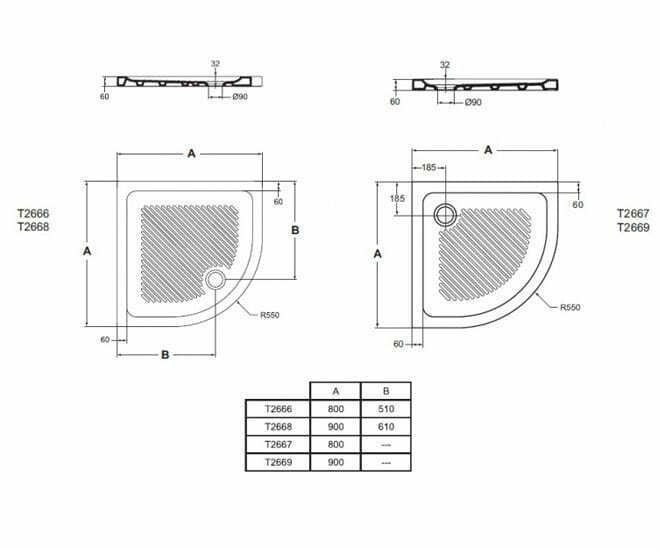 Душевой поддон Ideal Standard Connect T266601 80x80 купить в интернет-магазине Sanbest