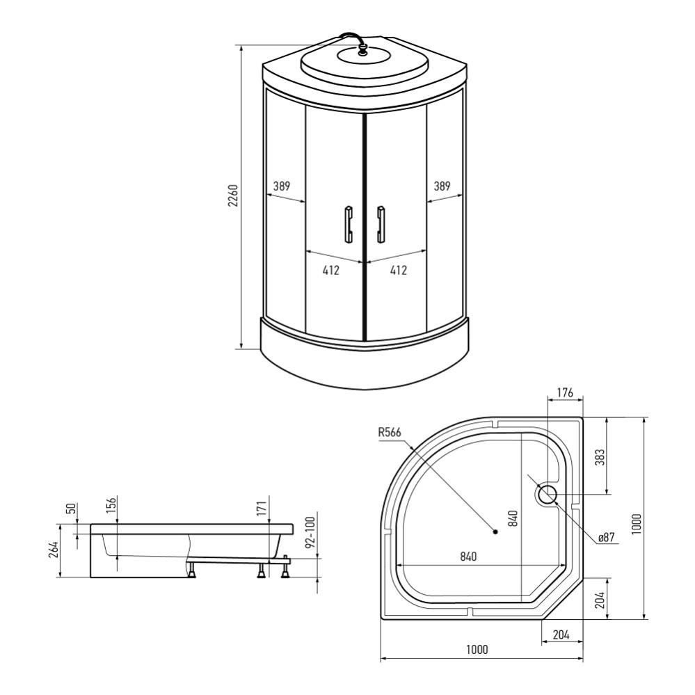 Душевая кабина Erlit ER351026-C3-RUS 100х100 купить в интернет-магазине Sanbest