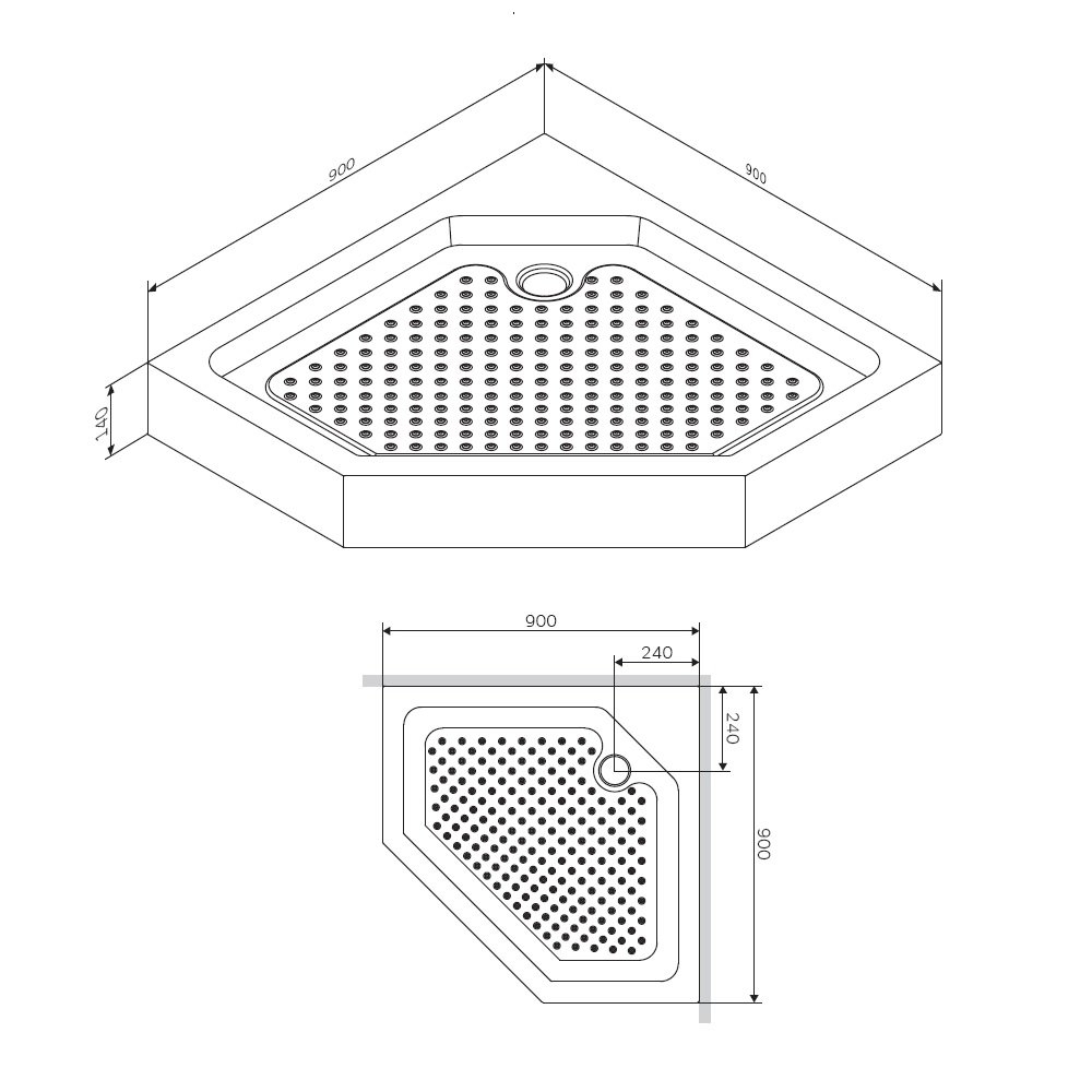 Душевой поддон Damixa Skyline DX35WT-405-090MT 90х90 купить в интернет-магазине Sanbest