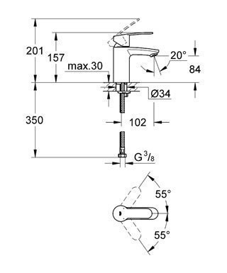 Смеситель для раковины Grohe Eurostyle Cosmopolitan 32468 20E купить в интернет-магазине сантехники Sanbest