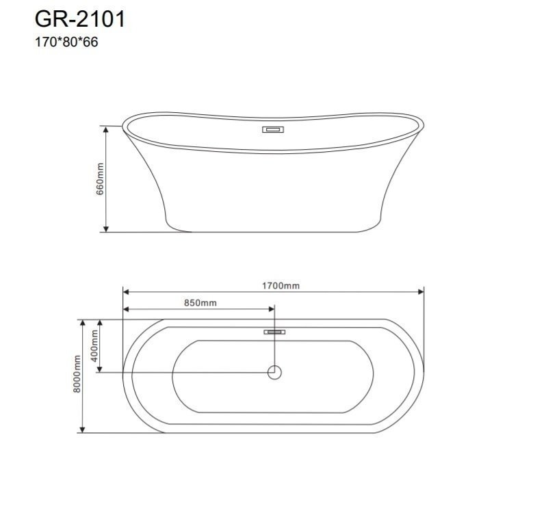 Ванна отдельностоящая Grossman GR-2101 170x80 купить в интернет-магазине Sanbest