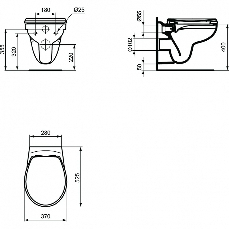 Унитаз подвесной Ideal Standard Eurovit K881201 белый, безободковый, с крышкой микролифт купить в интернет-магазине Sanbest