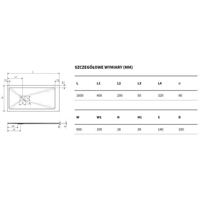 Душевой поддон Excellent Arda 160x90 серый купить в интернет-магазине Sanbest