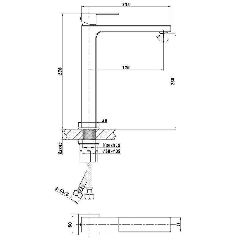 Смеситель для раковины Vincea Rondo VBF-1C02MB черный матовый купить в интернет-магазине сантехники Sanbest