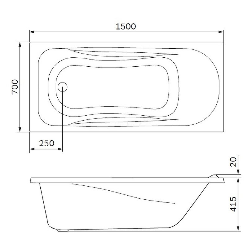 Ванна акриловая AM.PM Sense new W76A-150-070W-A 150x70 купить в интернет-магазине Sanbest