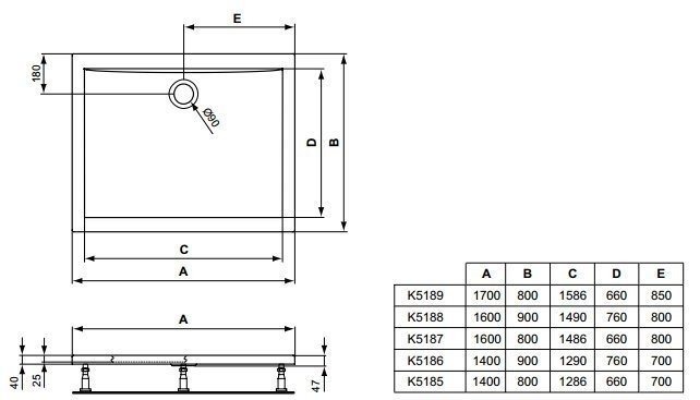 Душевой поддон Ideal Standard Ultra Flat K518501 140x80 купить в интернет-магазине Sanbest