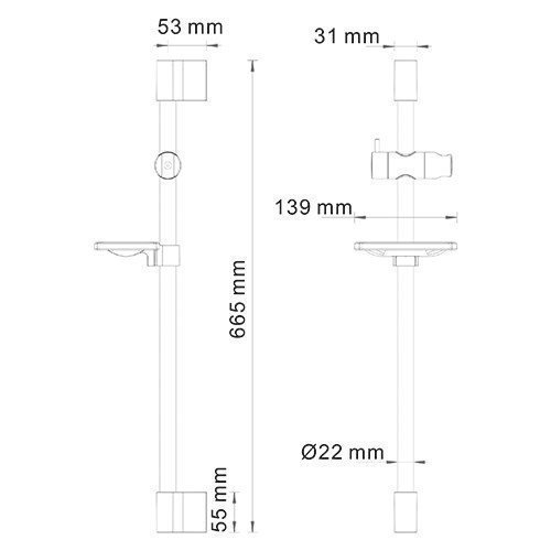 Душевая штанга WasserKRAFT A063 66.5 см купить в интернет-магазине сантехники Sanbest