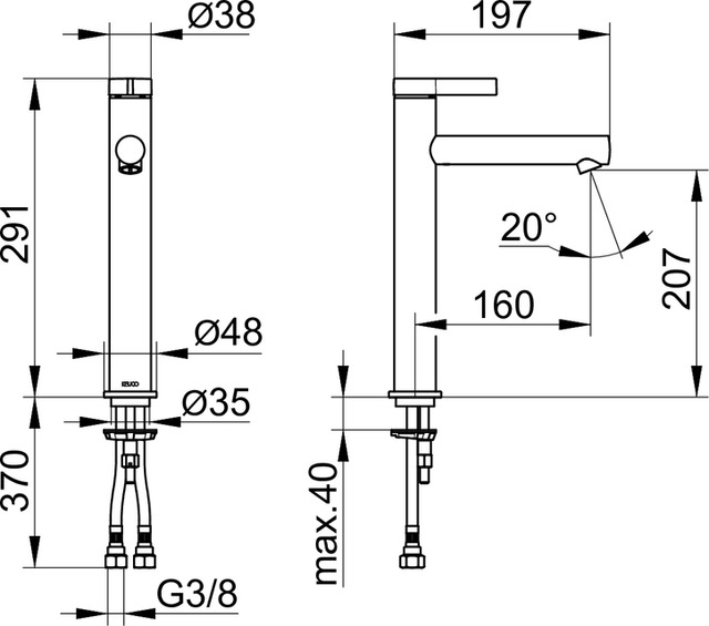 Смеситель для раковины KEUCO IXMO PURE 59510371100 черный матовый купить в интернет-магазине сантехники Sanbest