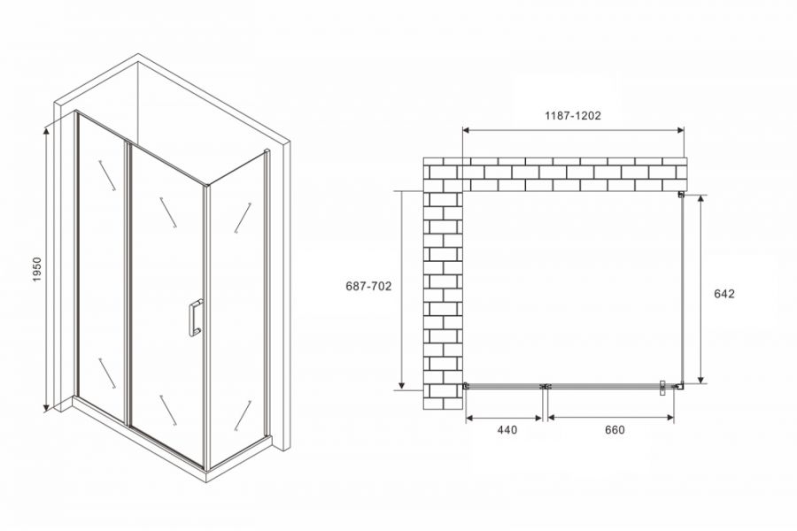 Душевой уголок ABBER Sonnenstrand AG04120MS-S70M 120x70 стекло матовое/профиль хром купить в интернет-магазине Sanbest