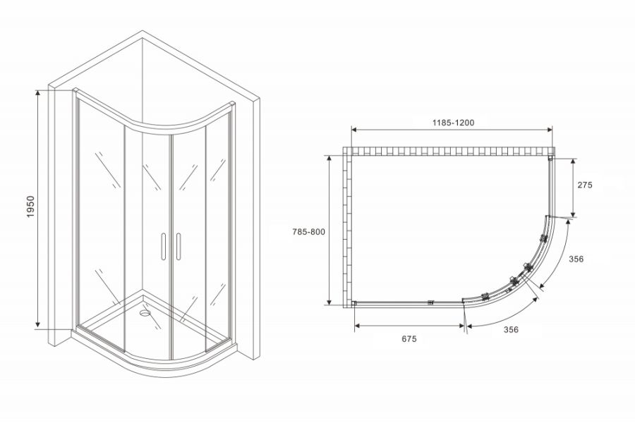 Душевой уголок ABBER Schwarzer Diamant AG01128 120x80 стекло прозрачное/профиль хром купить в интернет-магазине Sanbest