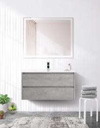 Тумба с раковиной BelBagno KRAFT 100 2C-SO/BB1000ETL Cemento Grigio для ванной в интернет-магазине Sanbest