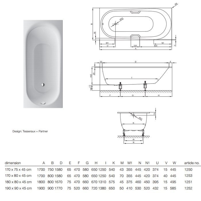 Ванна Bette Comodo 1251-000 PLUS 180x80 Белый купить в интернет-магазине Sanbest