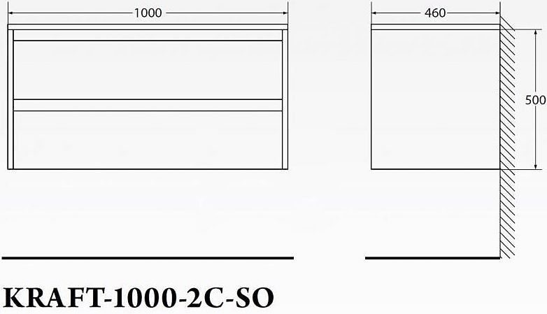 Тумба с раковиной BelBagno KRAFT 100 2C-SO/BB1000ETL Cemento Grigio для ванной в интернет-магазине Sanbest