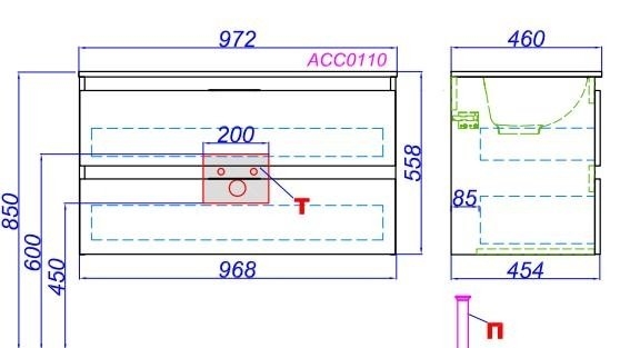 Тумба с раковиной Aqwella Accent 100 дуб золотой для ванной в интернет-магазине Sanbest